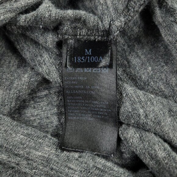 AllSaints Shirt Women's Medium Gray Faxley Crew Neck Short Sleeve Stretch Linen - Picture 11 of 13